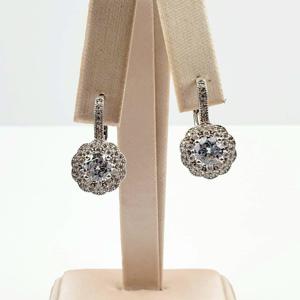 Gia Fiorella Sterling Silver 925 CZ Drop Earrings
